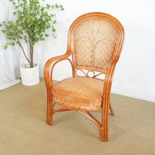 棕绳真藤编织椅子老人靠背座椅单人藤椅办公茶椅阳台休闲凉椅家用