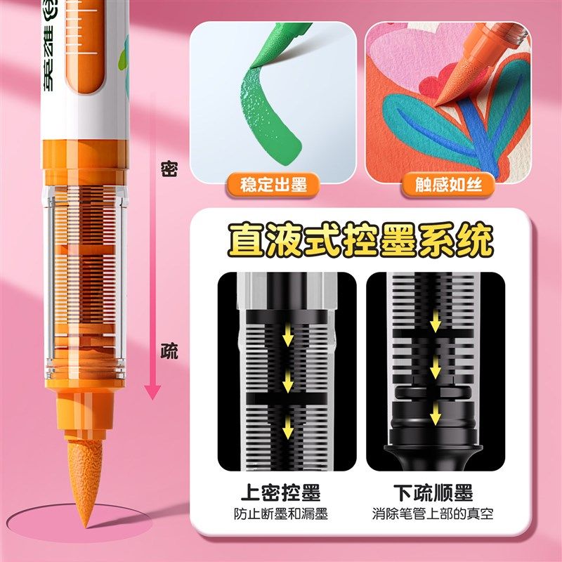 英雄直液式丙烯马克笔高颜值软头小学生专用彩笔儿童无毒可洗画笔,文具电教/文化用品/商务用品,马克笔,淘宝优惠券,粉丝福利购,淘宝优惠卷