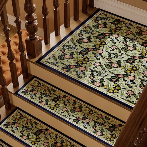 弗洛雷斯高级实木楼梯踏步垫皮革地垫旋转台阶家用垫防滑脚垫定制