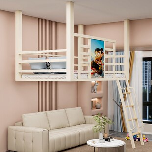 loft高架床上床下空吊床覆式二楼床单上层错位高低床小户型组合床