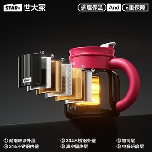 世大家中古风保温泡茶壶2024新款大容量家用办公室焖茶壶暖热水壶