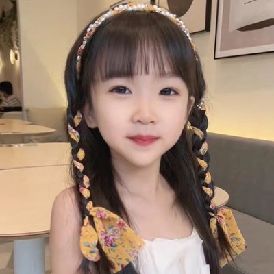 儿童超仙编发丝巾碎花飘带发箍一体马尾绑发丝带头绳珍珠发绳头