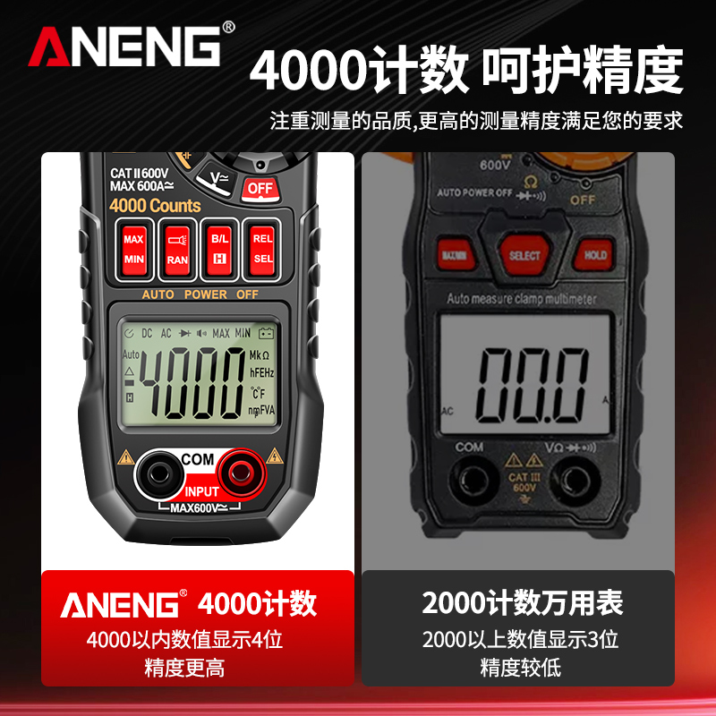 ANENG钳形万用表数字高精度电工钳型交直流电流表智能万能表