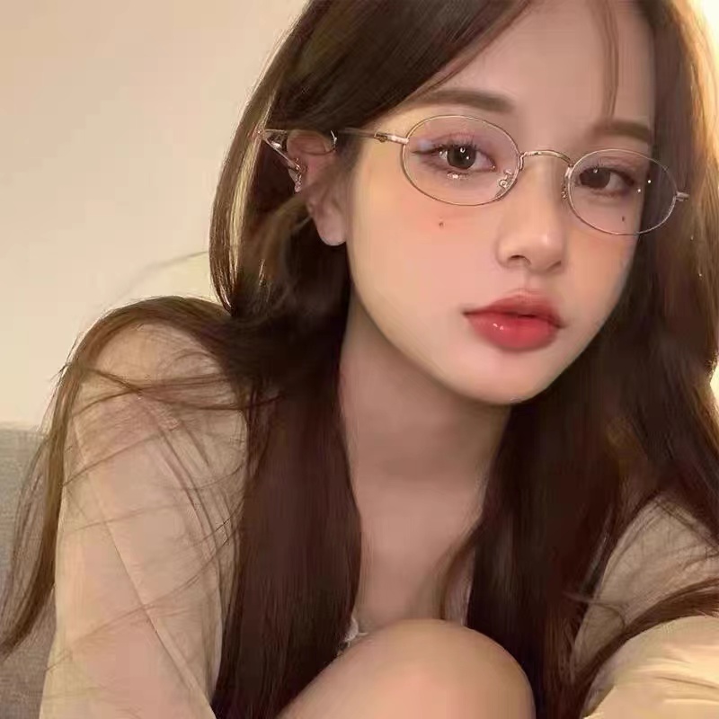 复古近视眼镜框女超轻纯钛架小脸小框可配度数镜片