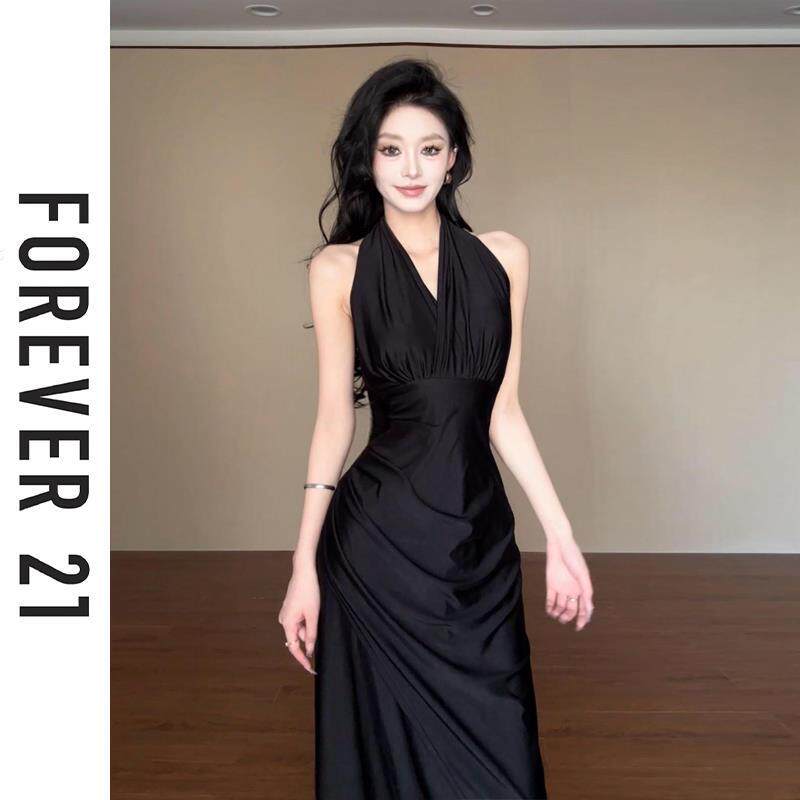 FOREVER 21温柔风多种穿法吊带连衣裙女夏季气质网纱显瘦长裙女