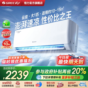 Gree 格力空调大1匹一级变频冷暖家用卧室空调挂机云佳官方正品