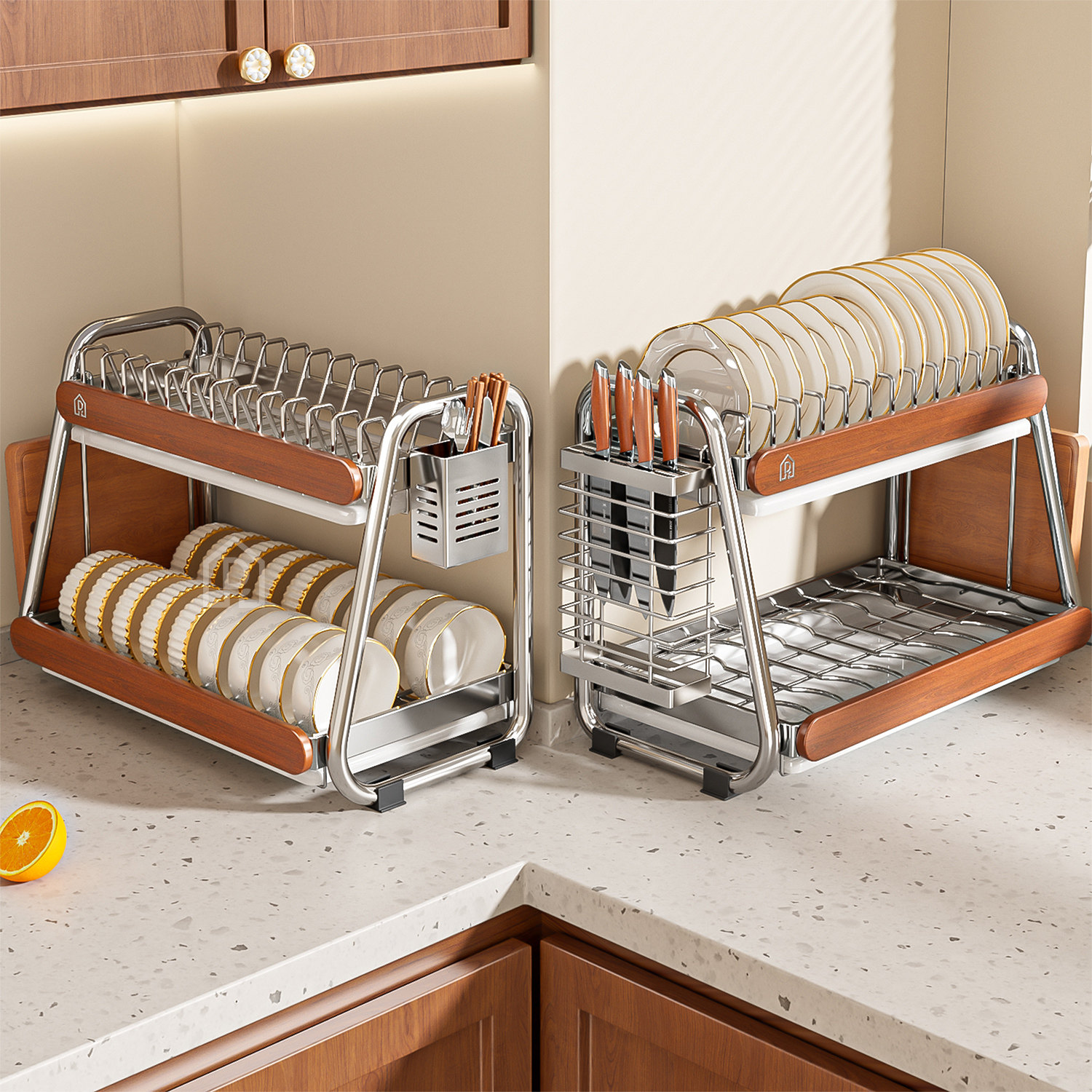 中古风不锈钢碗碟收纳架沥水架厨房置物架碗架304多功能放碗盘柜,厨房/烹饪用具,碗架,淘宝优惠券,粉丝福利购,淘宝优惠卷