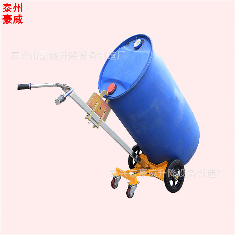 供应吊扣型四轮油桶移运车 手动圆桶搬运装卸车 铁桶运输手推车