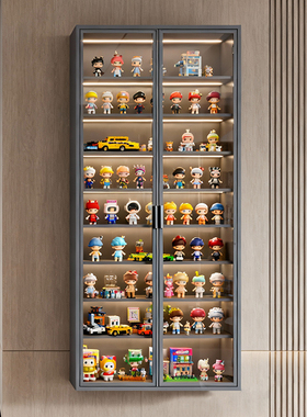 蜂窝铝玻璃门手办柜泡泡玛特盲盒模型展示柜墙上壁挂式柜玩偶收纳