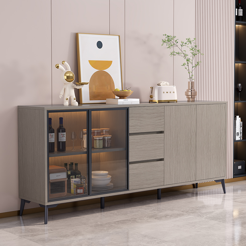 蜂窝铝餐边柜家用玻璃门靠墙一体