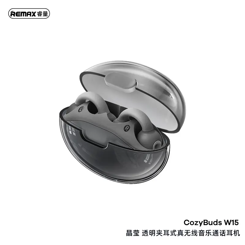 晶莹w15耳夹耳机透明运动夹耳耳机logo 礼品蓝牙耳机10米支持音乐