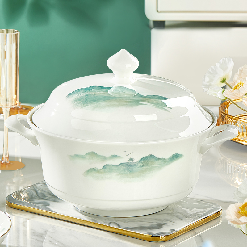 高档骨瓷汤煲家用2025新款高颜值大容量酸菜鱼双耳大号带盖汤锅