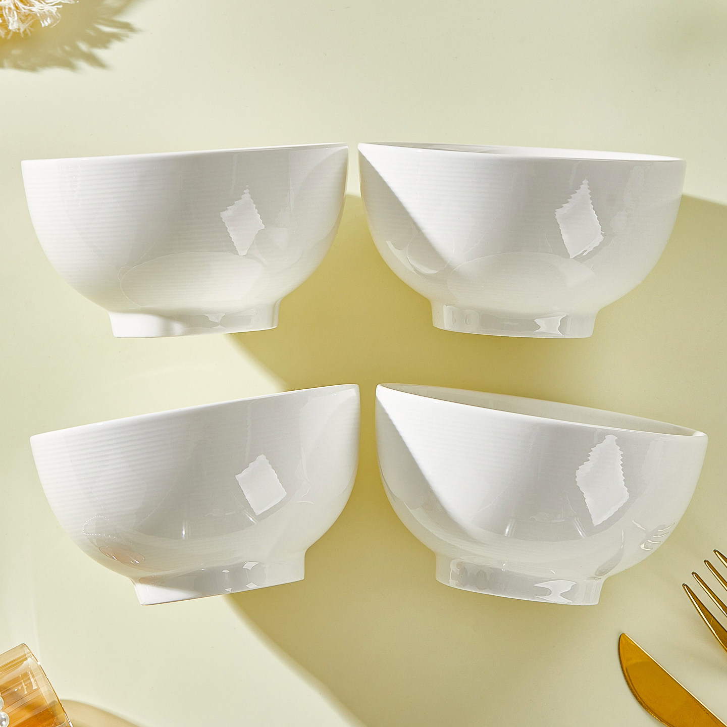 优尊陶瓷家用釉下彩纯白餐具饭碗