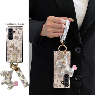 w24 尾火虎适用于三星ztrifold手机壳三折叠小香风小马皮纹壳高档轻奢时尚 zfold5 w26 w23 马年高级感zfold7