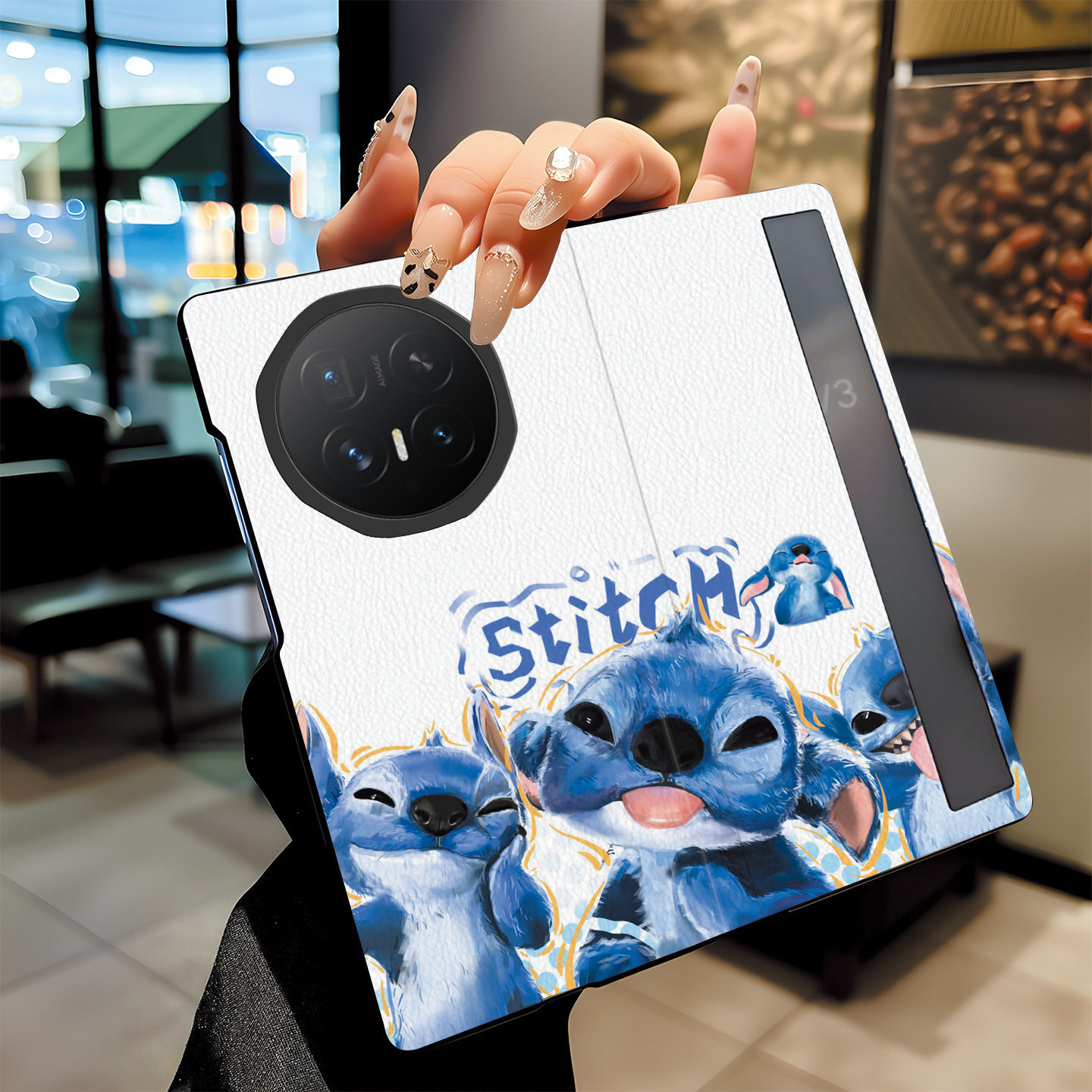 尾火虎适用荣耀magicv6手机壳折叠屏翻盖史迪奇卡通日韩风华为