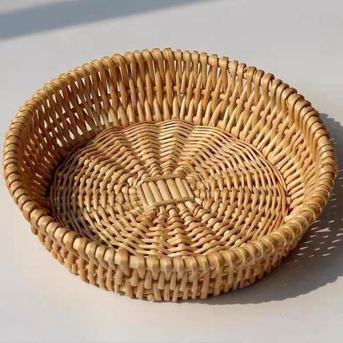 藤柳编收纳筐盒编织水果筐馒头筐篮编织圆形收纳盒篮超市展示盘