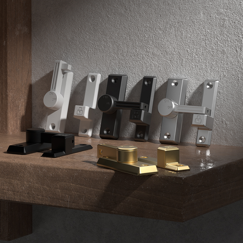 免打孔卧室门锁推拉门锁扣卫生间插销门栓防盗卡扣移门锁通用门扣