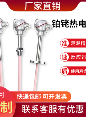 S型铂铑热电偶WRP-130/230耐高温0-1600度刚玉管热电偶温度感测器