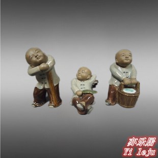 禅意小和尚陶瓷手工艺品玄关博古架装饰中式佛像石湾公仔摆件礼品