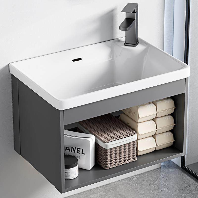 超窄太空铝挂墙式洗手盆小户型加深洗脸盆柜组合化妆室陶瓷洗漱台