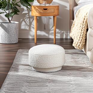 北欧客厅羊羔绒圆墩子沙发矮凳小户型圆凳衣帽间布艺圆踏换鞋凳子