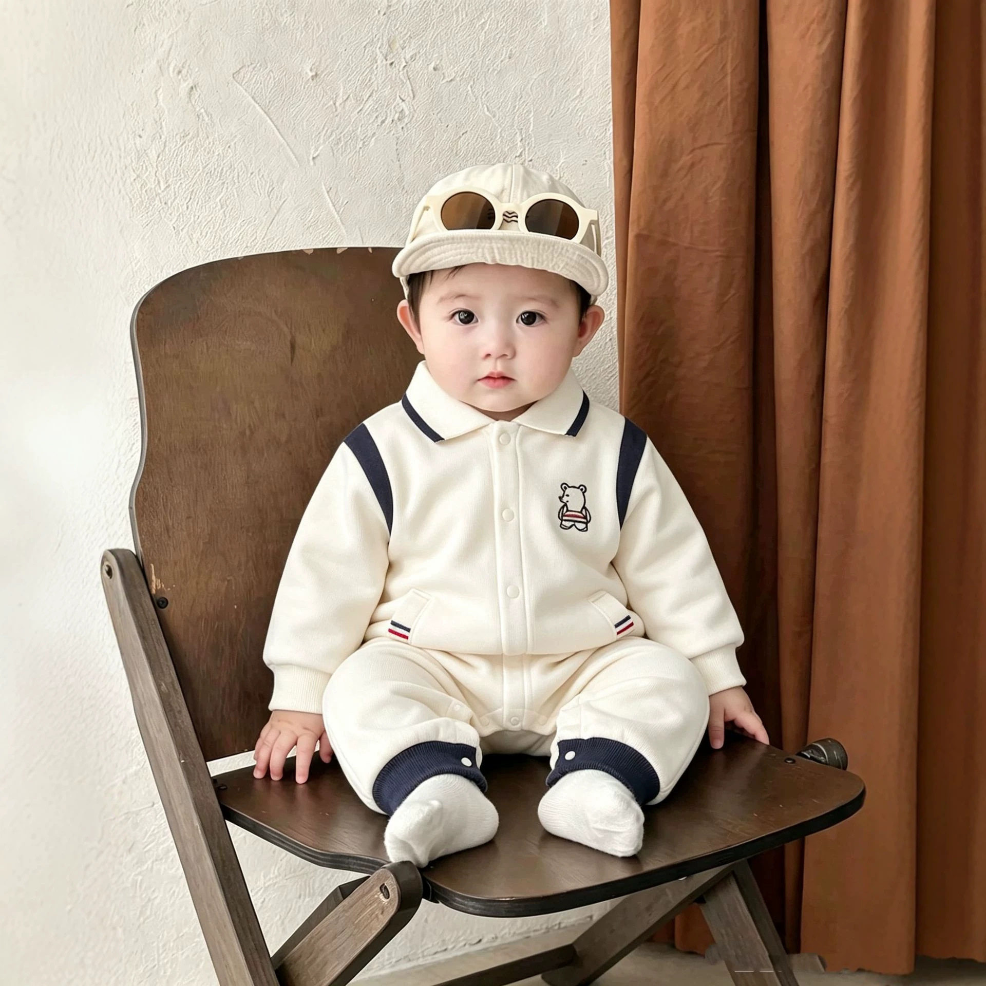 2026新款童装秋装polo衫小熊男宝宝连体衣婴幼童衣服男童爬服外出