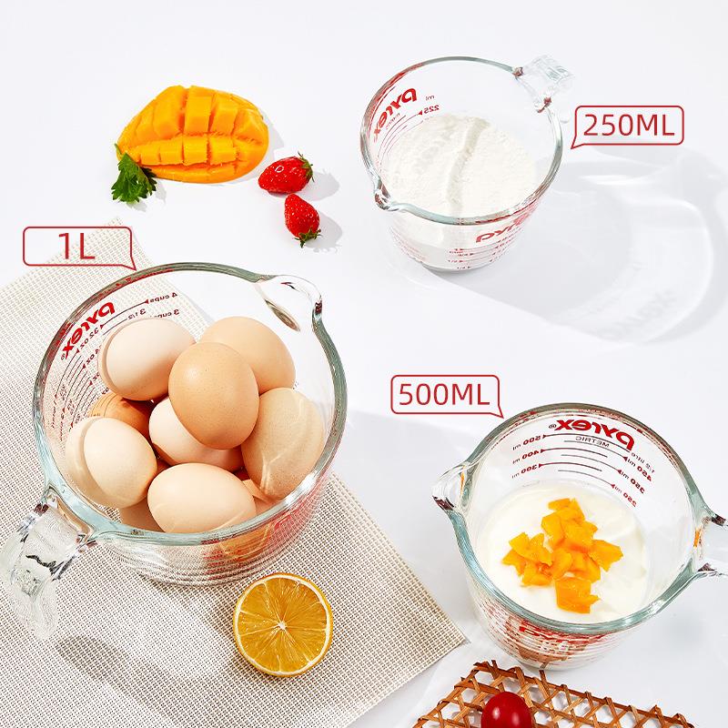 5ZW儿童家用早餐玻璃牛奶杯水杯带刻度烘培量杯杯子可微波