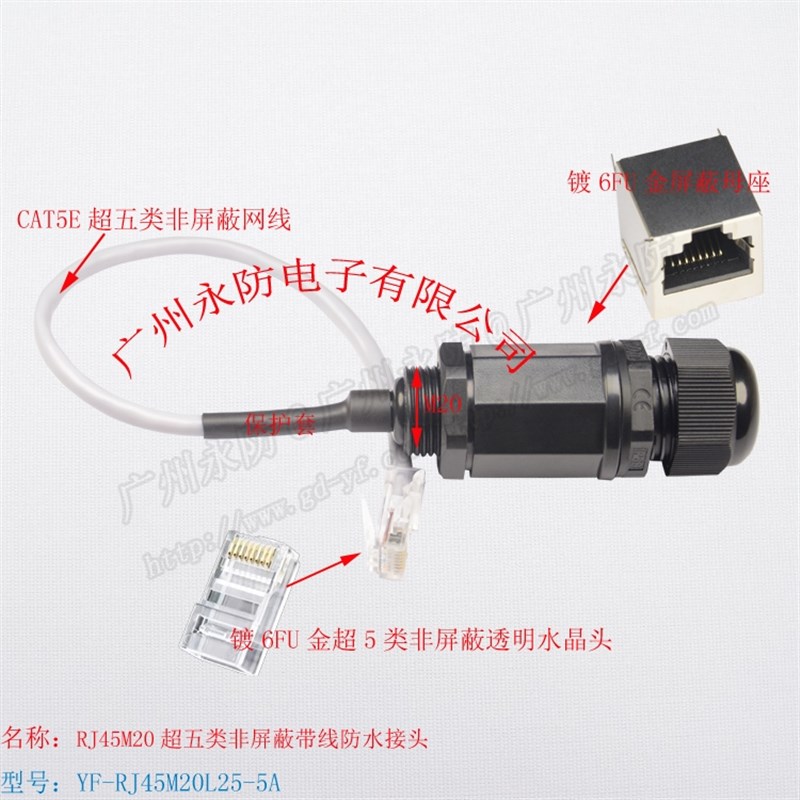 信号防水连接器 网线防水接头 RJ45室外AP M20超5类带线 20件包邮