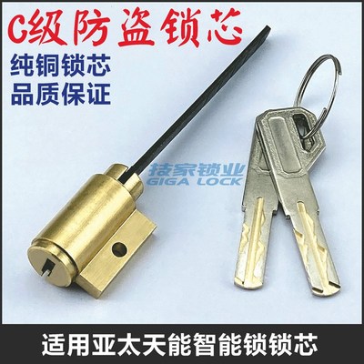 适用亚太天能锁芯指纹锁智能锁底装应急锁头带尾巴电子门锁锁芯