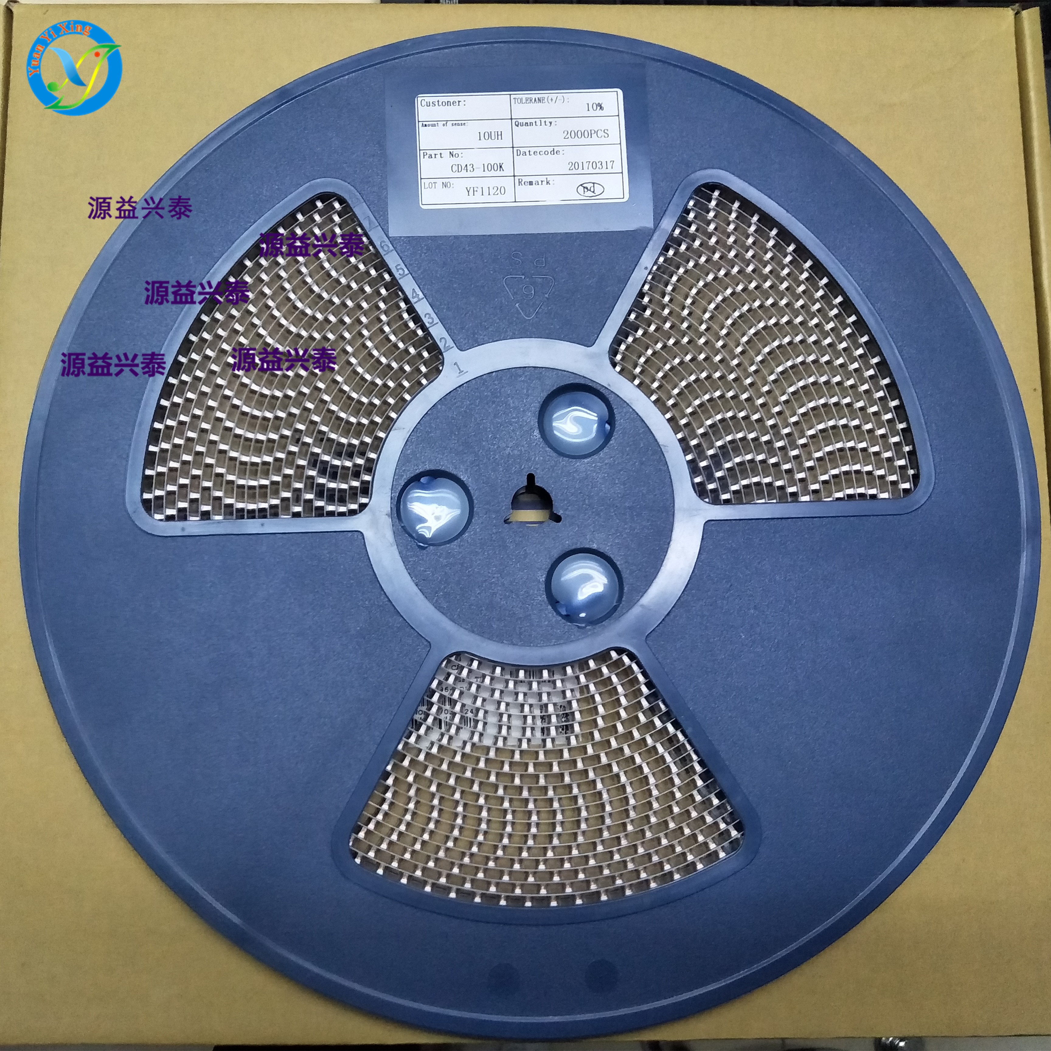 贴片功率电感 CD43 10UH 丝印100