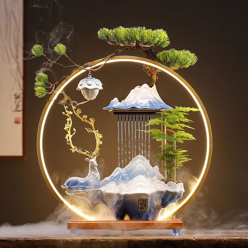 招财流水加湿器鹿生财摆件循环水玄关客厅办公室桌面乔迁新居礼品