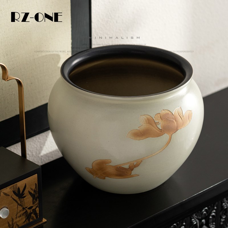Rzone 中古风禅意特大号陶瓷花盆中国风手工大口径兰花月季盆栽盆