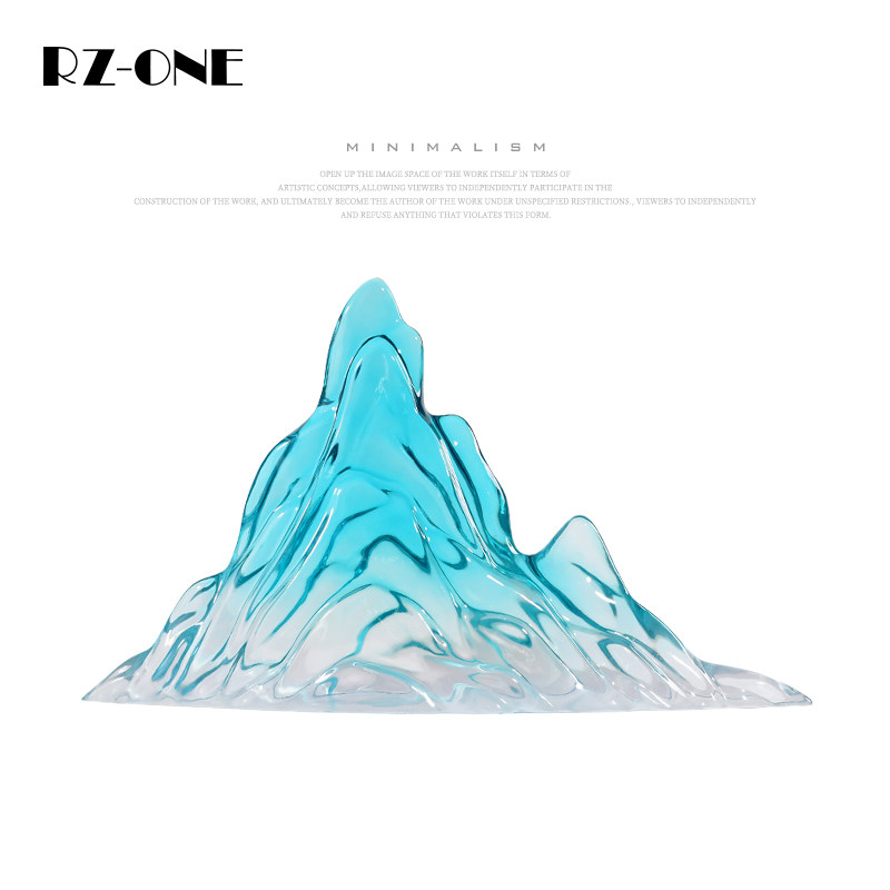 Rzone 现代轻奢摆件透明树脂假山艺术品别墅酒店样板间雕塑装饰品