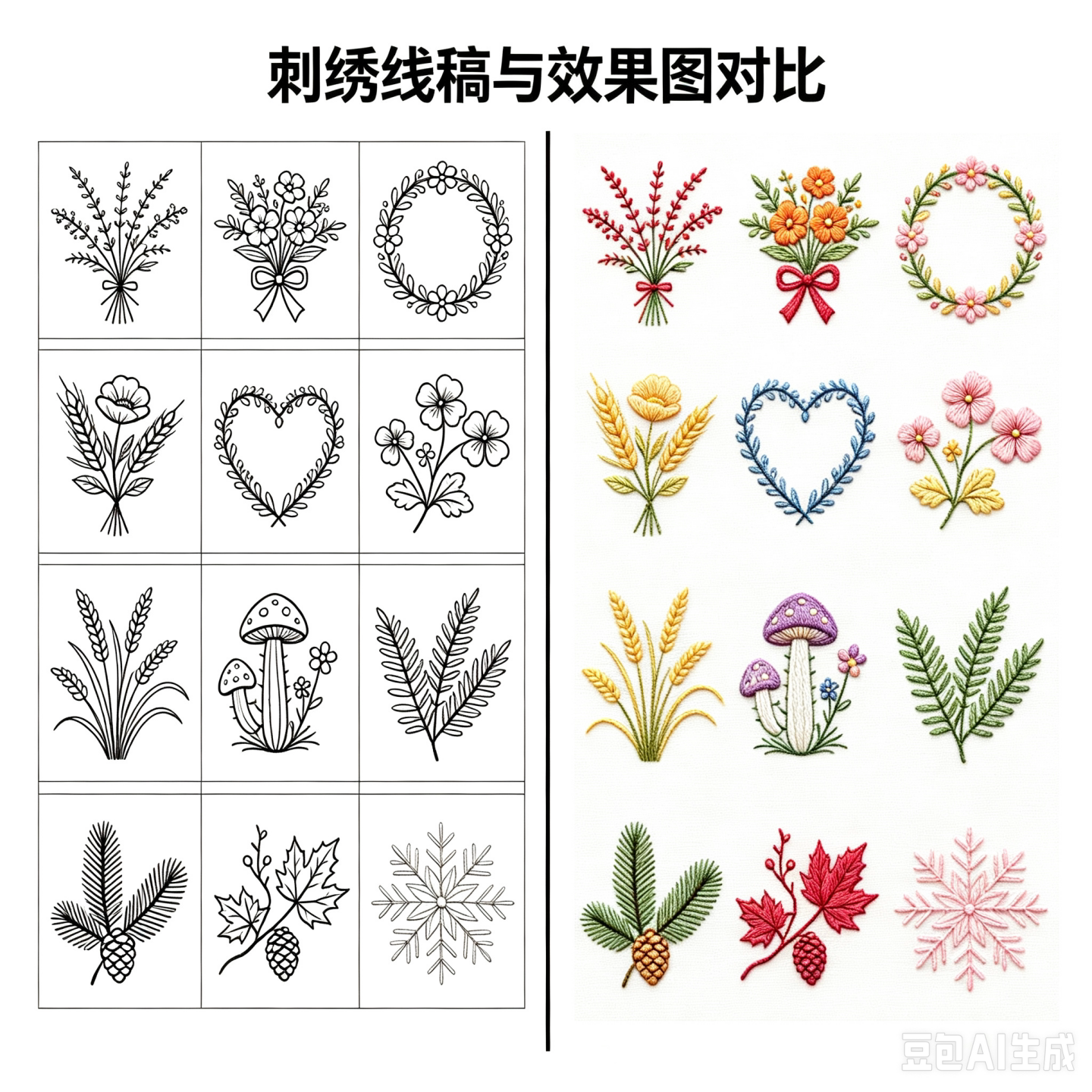 10张四季风铃草金盏花线稿自粘