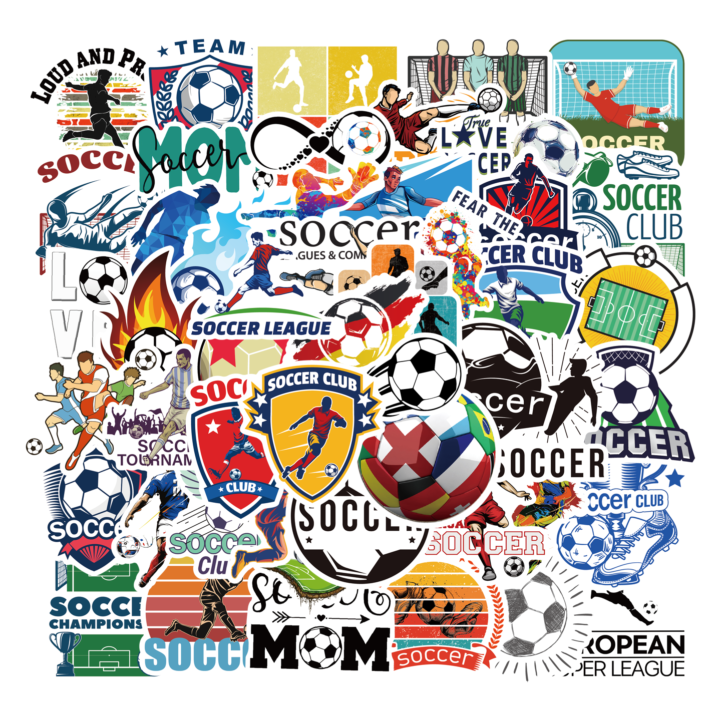 50张新款足球体育运动卡贴纸