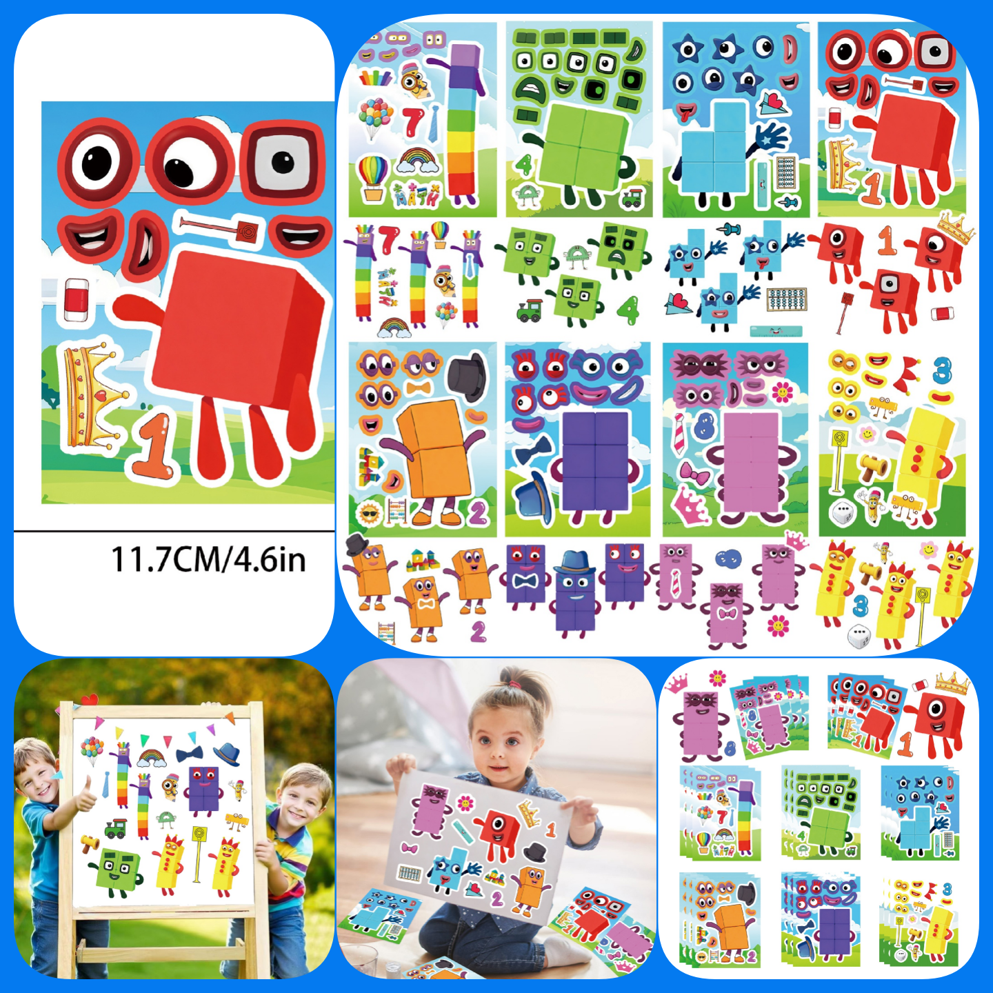 8张儿童卡通数字积木方块拼图换脸益智DIY游戏亲子互动防水贴画儿童卡通积木方块互动益智DIY脸贴装饰,文具电教/文化用品/商务用品,贴纸/立体贴纸,淘宝优惠券,粉丝福利购,淘宝优惠卷