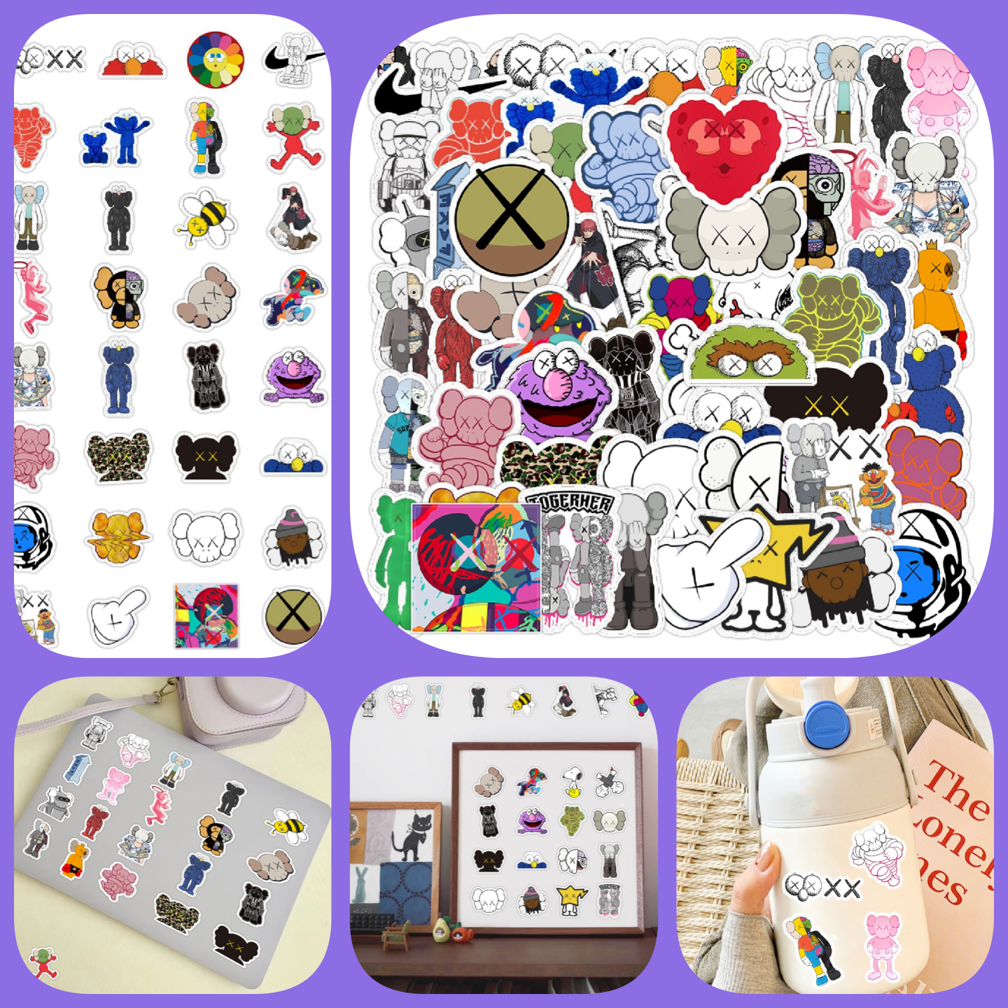 65张/包芝麻街Kaws贴纸时尚潮流装饰于笔记本水杯涂鸦行李箱汽车车身手帐厨房电梯门广告墙面手机电动车贴,文具电教/文化用品/商务用品,贴纸/立体贴纸,淘宝优惠券,粉丝福利购,淘宝优惠卷