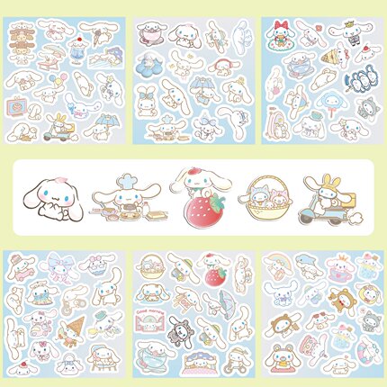 100贴卡通可爱线条小狗玉桂狗怕洽狗大耳狗手帐贴纸网红小狗热门动漫学生装饰笔记本电脑行李箱头盔DIY防水贴