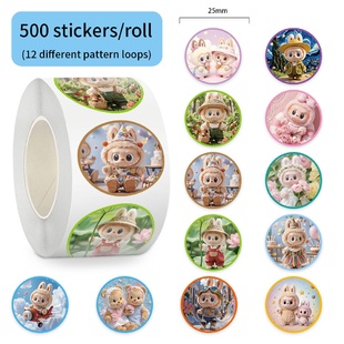 500张每卷卷卷贴拉布布LABUBU玩偶猎魔女团大合集可爱卡通封口标签贴纸装饰笔记本手账本礼品袋文具防水贴画