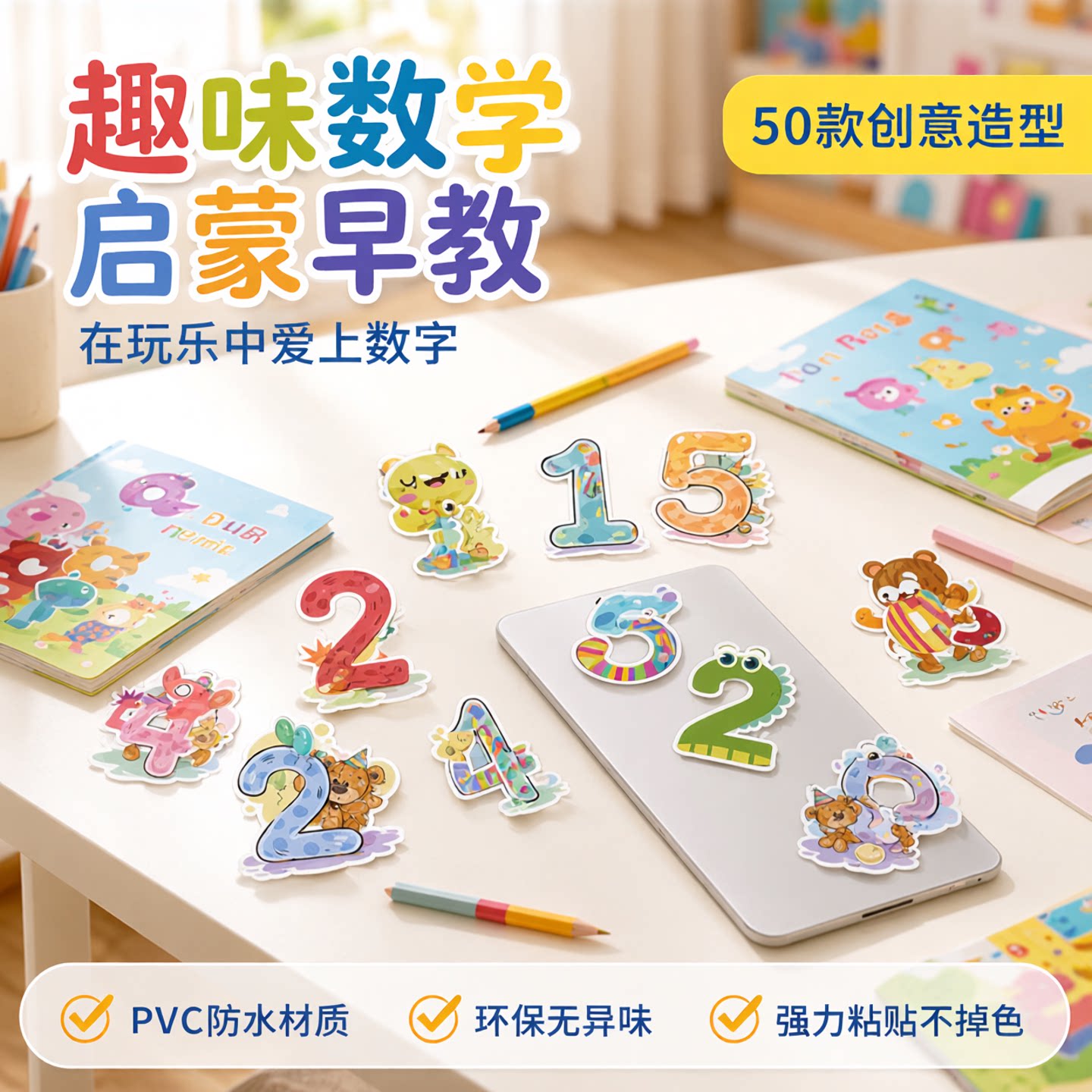 50张可爱彩色儿童早教数学贴纸