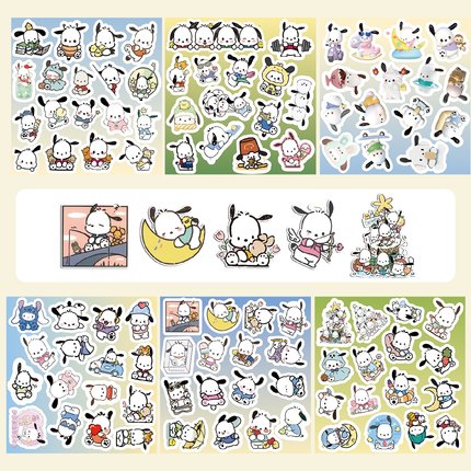 100贴卡通可爱网红手绘帕恰狗线条大耳狗水杯贴纸ins风少女心装饰笔记本电脑手机冰箱行李箱吉他DIY防水贴画