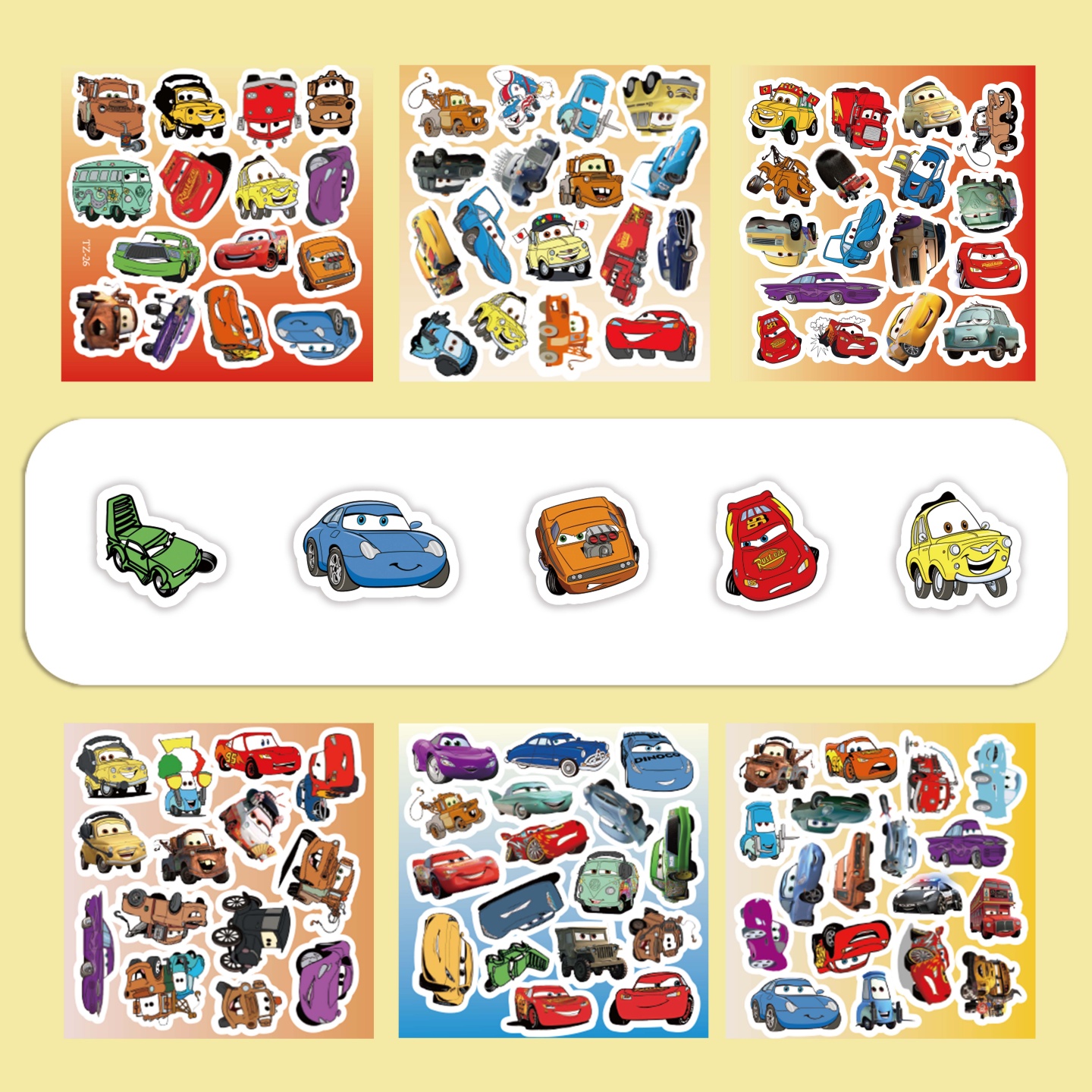 100张小尺寸汽车赛车总动员Q版贴