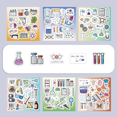 100张新款化学实验室手帐贴纸