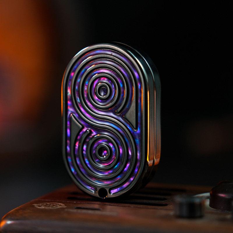 海鲨2.0律动推牌EDC解压玩具不锈钢直推旋转啪啪币磁力转子手把件