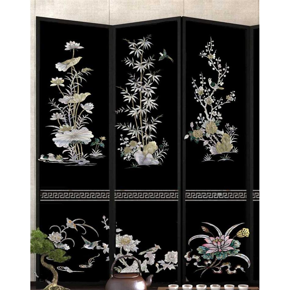 中式装饰画大盟水移画水转印仿螺钿贴纸贝壳贝雕花家具柜子门改造