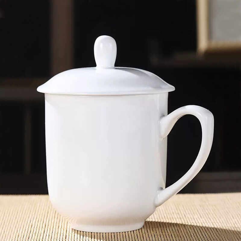 隆昌经典骨瓷盖杯款陶瓷茶杯带盖会议办公室杯子个人专用茶杯水杯