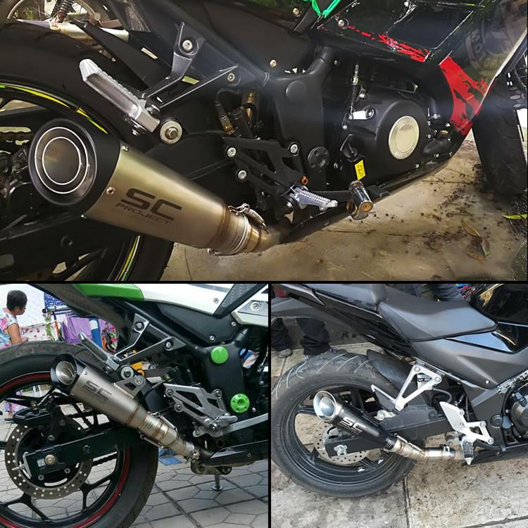 摩托车改装尾段 R6忍者直排管跑车音地平线SC斜口炸街排气管