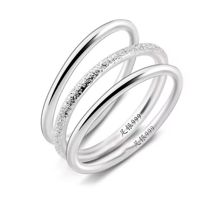 999足银戒指纯银圆圈素圈尾戒古法小指中食