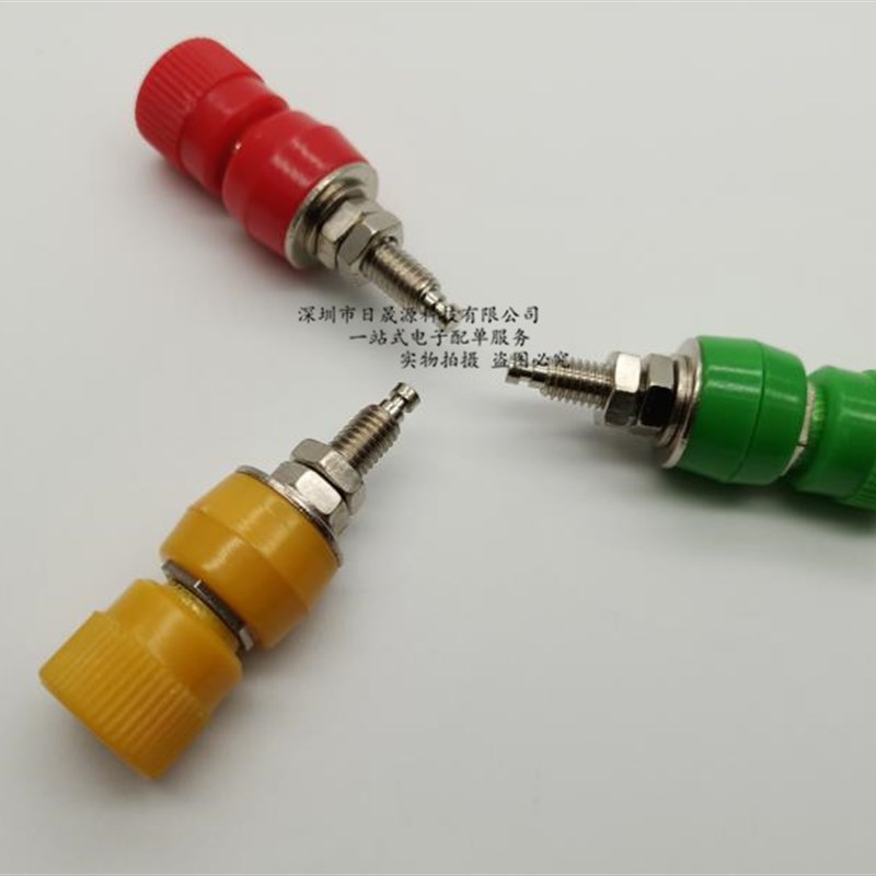 JXZ-2B 全铜接线柱H591 开孔12MM 30A电流 矮帽带定位1件=4个颜色 - 实物图