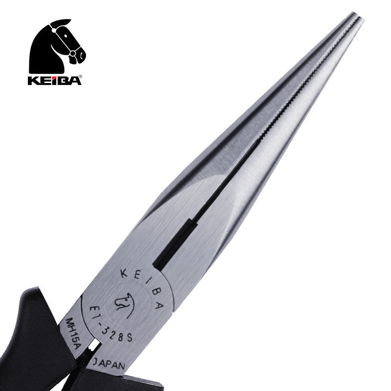 日本马牌KEIBA正品电工尖嘴钳多功能剪钳8寸电工尖咀钳子ET-328S